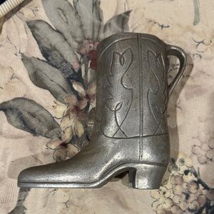 Rustic Silver Boot Vase
